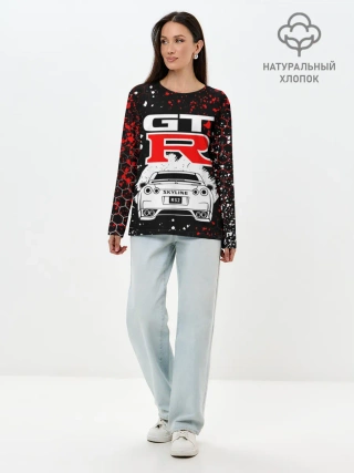 Лонгслив женский. Хлопок / NISSAN GT-R / НИССАН GTR