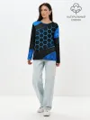 Лонгслив женский. Хлопок / 3D luxury blue 3Д СОТЫ и плиты