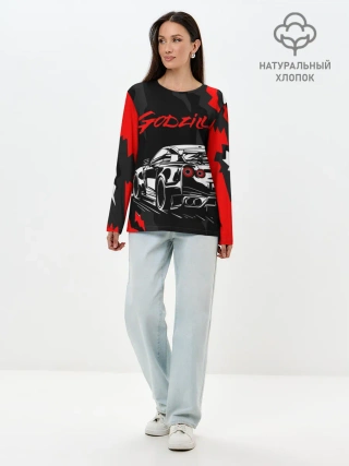Лонгслив женский. Хлопок / NISSAN GT-R / GODZILLA