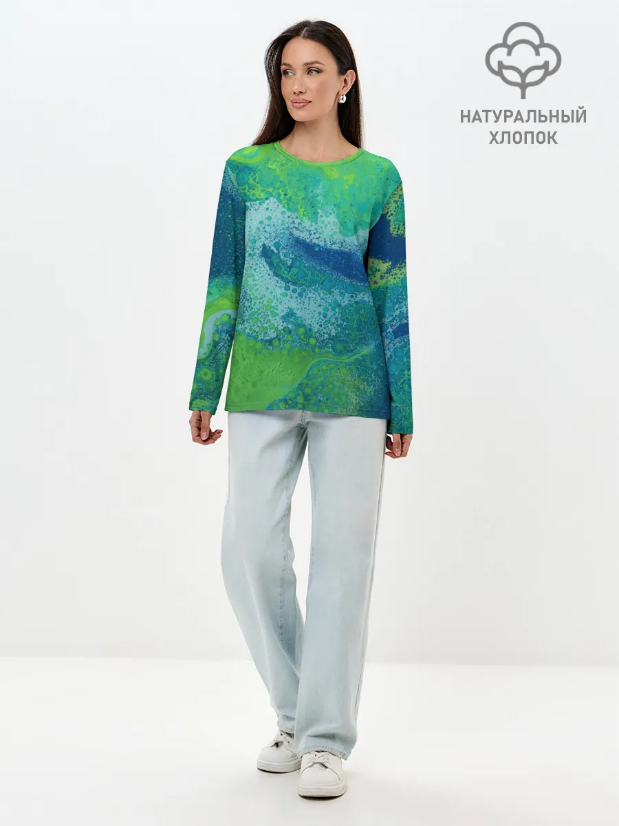 Лонгслив женский. Хлопок / Художественная Тина