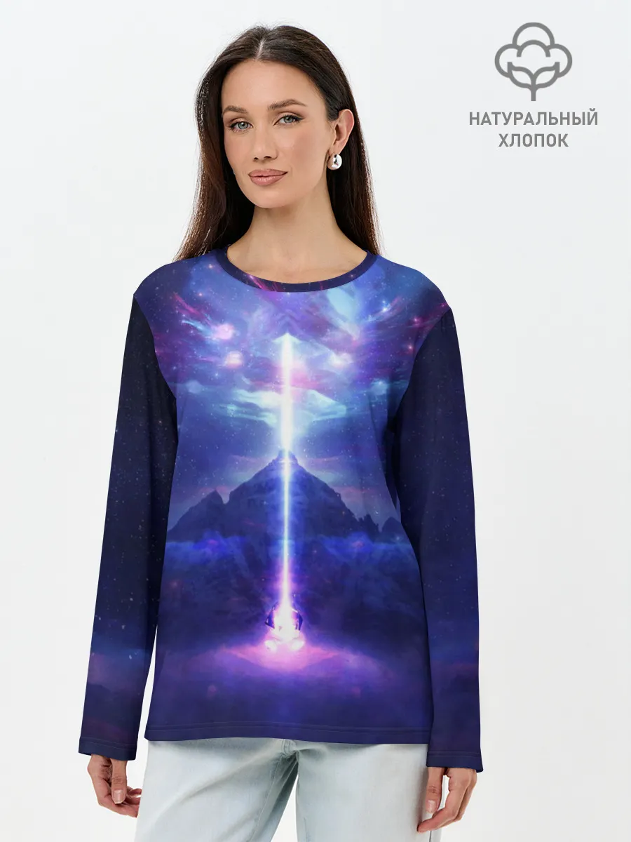 Лонгслив женский. Хлопок / Яркий взрыв в космосе