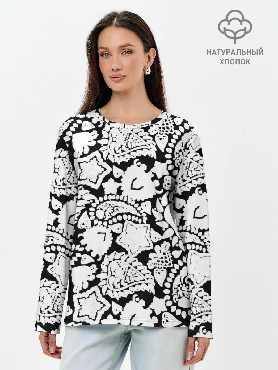 Лонгслив женский. Хлопок / Фракталы