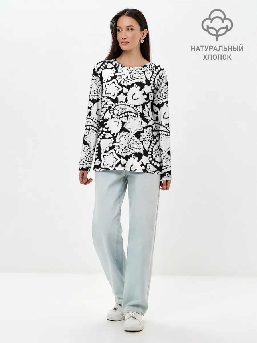 Лонгслив женский. Хлопок / Фракталы