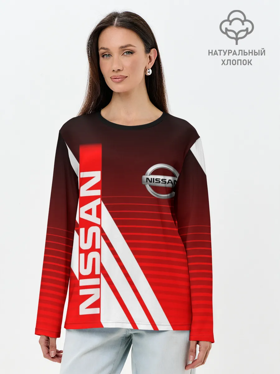 Лонгслив женский. Хлопок / NISSAN / НИССАН / СПОРТ