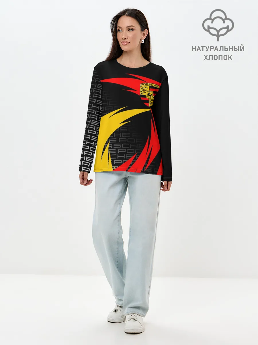 Лонгслив женский. Хлопок / PORSCHE / ПОРШ / СПОРТ