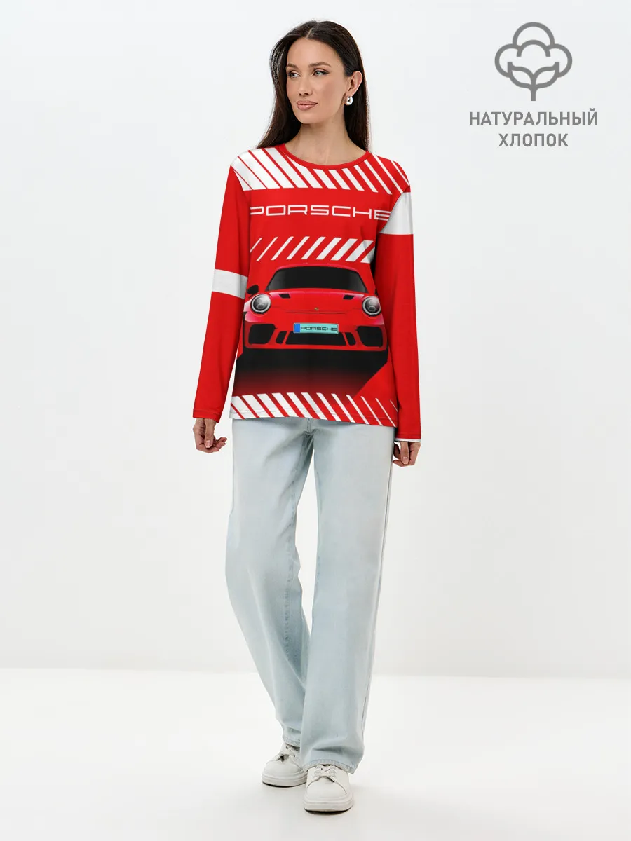 Лонгслив женский. Хлопок / PORSCHE / ПОРШЕ / RED STYLE