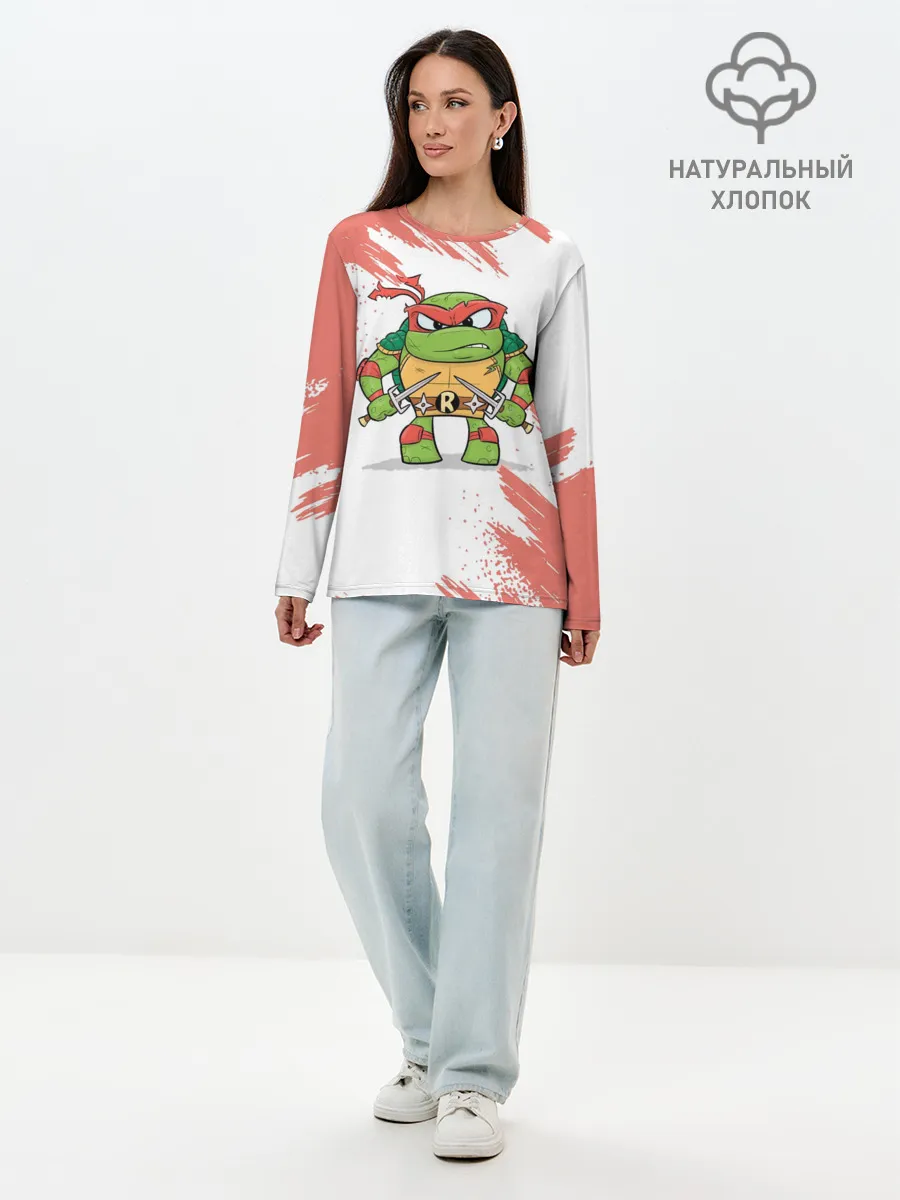 Лонгслив женский. Хлопок / ЧЕРЕПАШКИ НИНДЗЯ - РАФАЭЛЬ