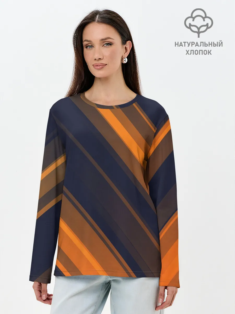 Лонгслив женский. Хлопок / ORANGE Black