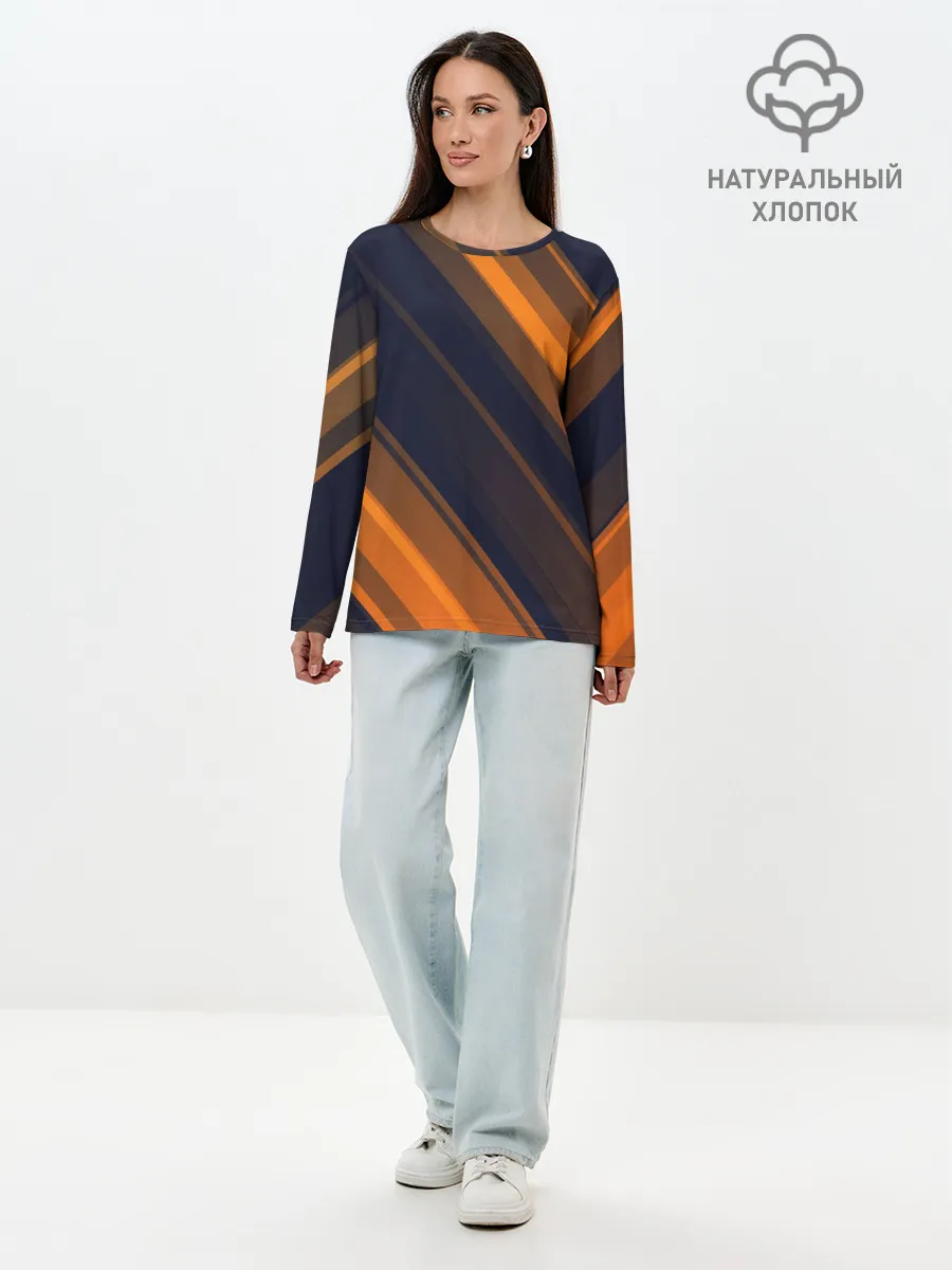 Лонгслив женский. Хлопок / ORANGE Black