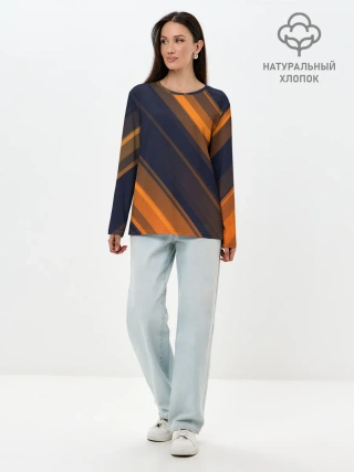 Лонгслив женский. Хлопок / ORANGE Black