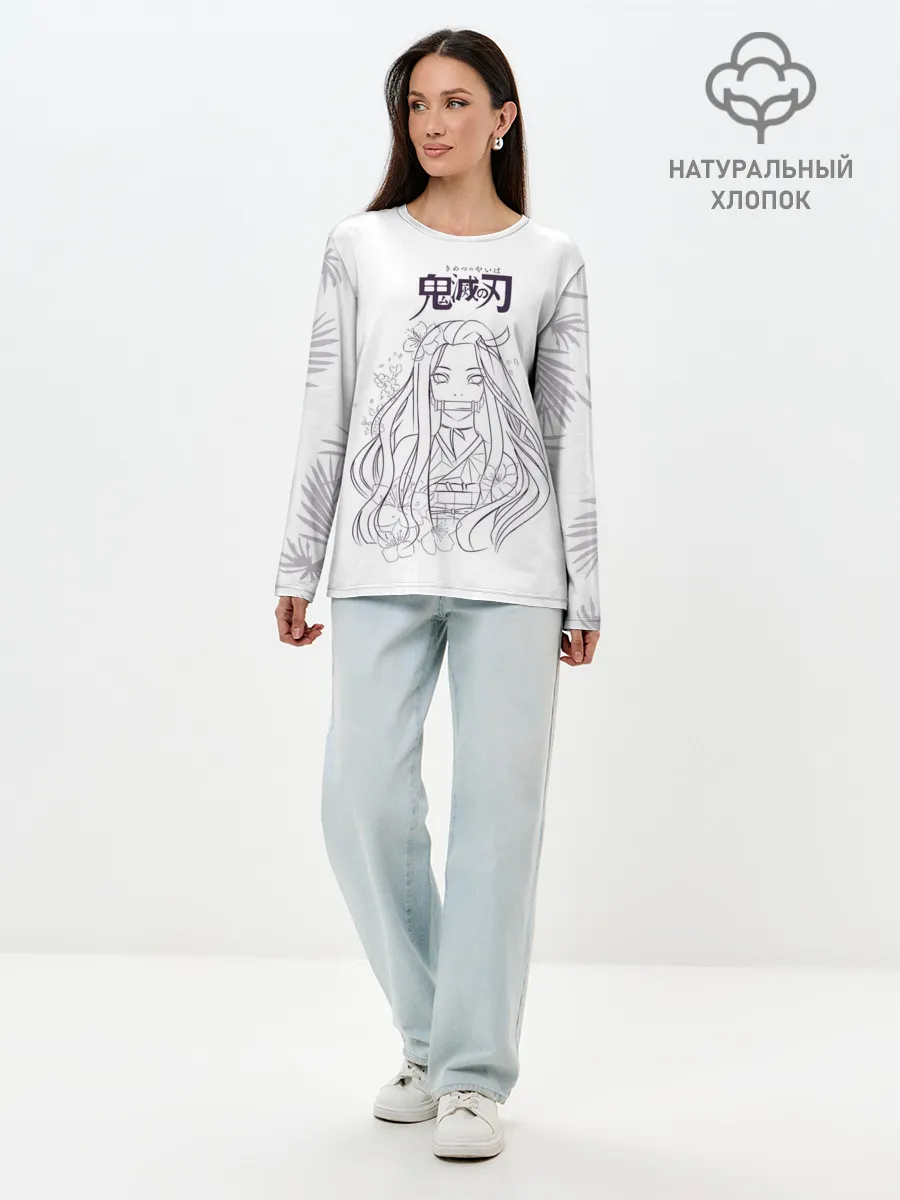 Лонгслив женский. Хлопок / Незуко Камадо Kimetsu no Yaiba