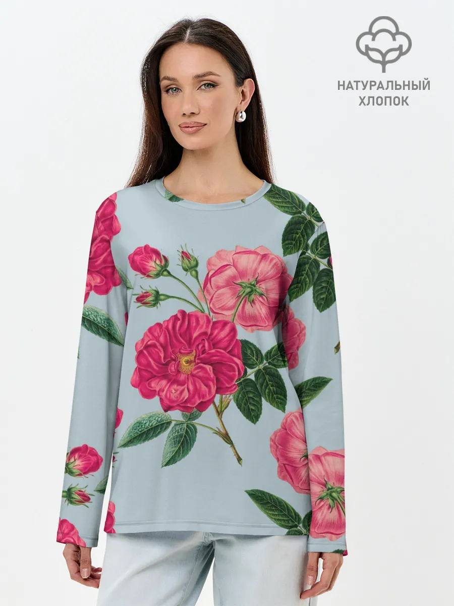 Лонгслив женский. Хлопок / Чайная роза