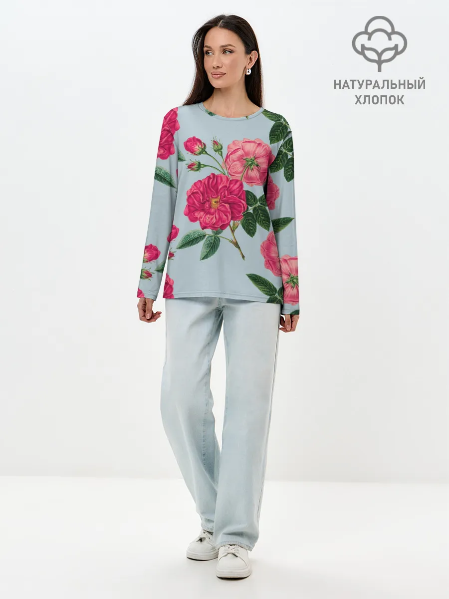 Лонгслив женский. Хлопок / Чайная роза