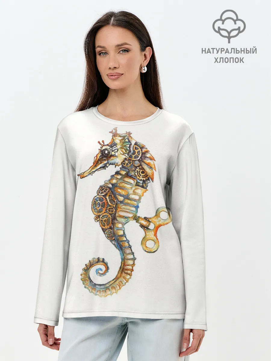 Лонгслив женский. Хлопок / Морской конёк