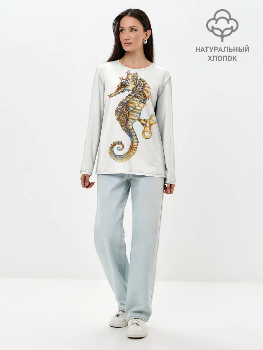 Лонгслив женский. Хлопок / Морской конёк