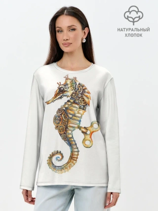 Лонгслив женский. Хлопок / Морской конёк