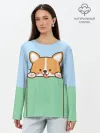 Лонгслив женский. Хлопок / Милый Корги