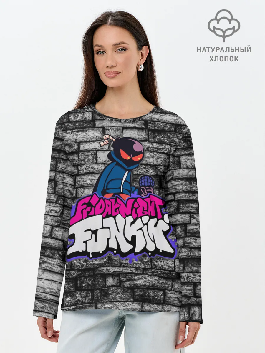 Лонгслив женский. Хлопок / Friday Night Funkin Bomb man B