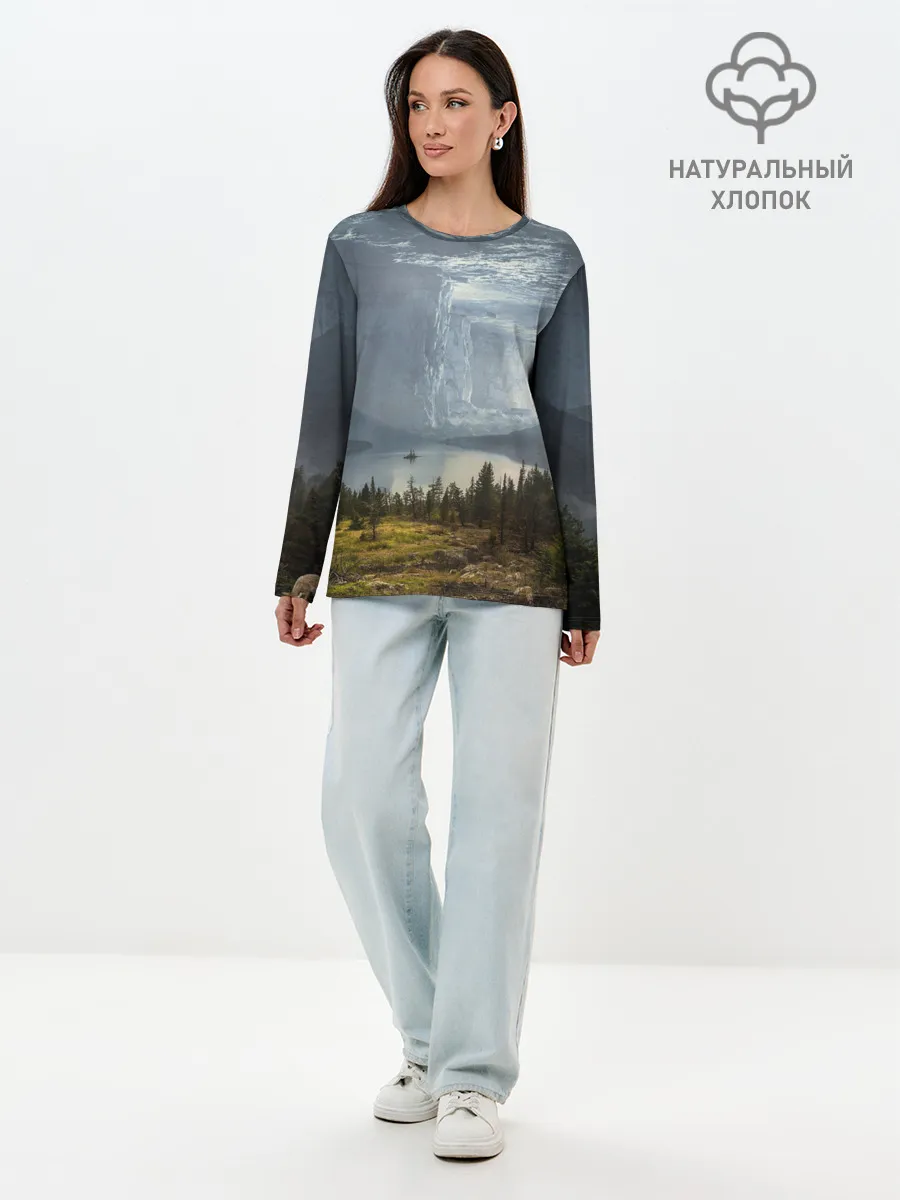 Лонгслив женский. Хлопок / Фантастический пейзаж