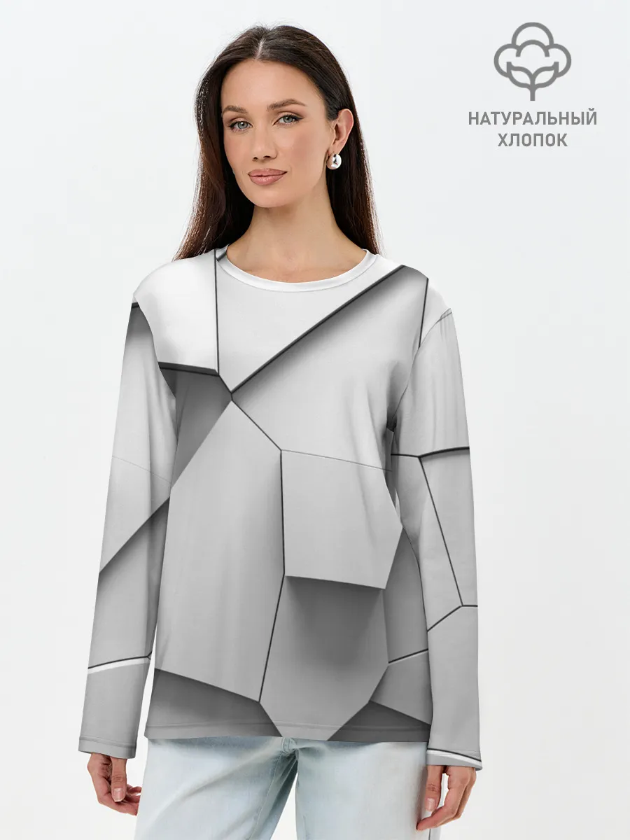 Лонгслив женский. Хлопок / Слом плитки
