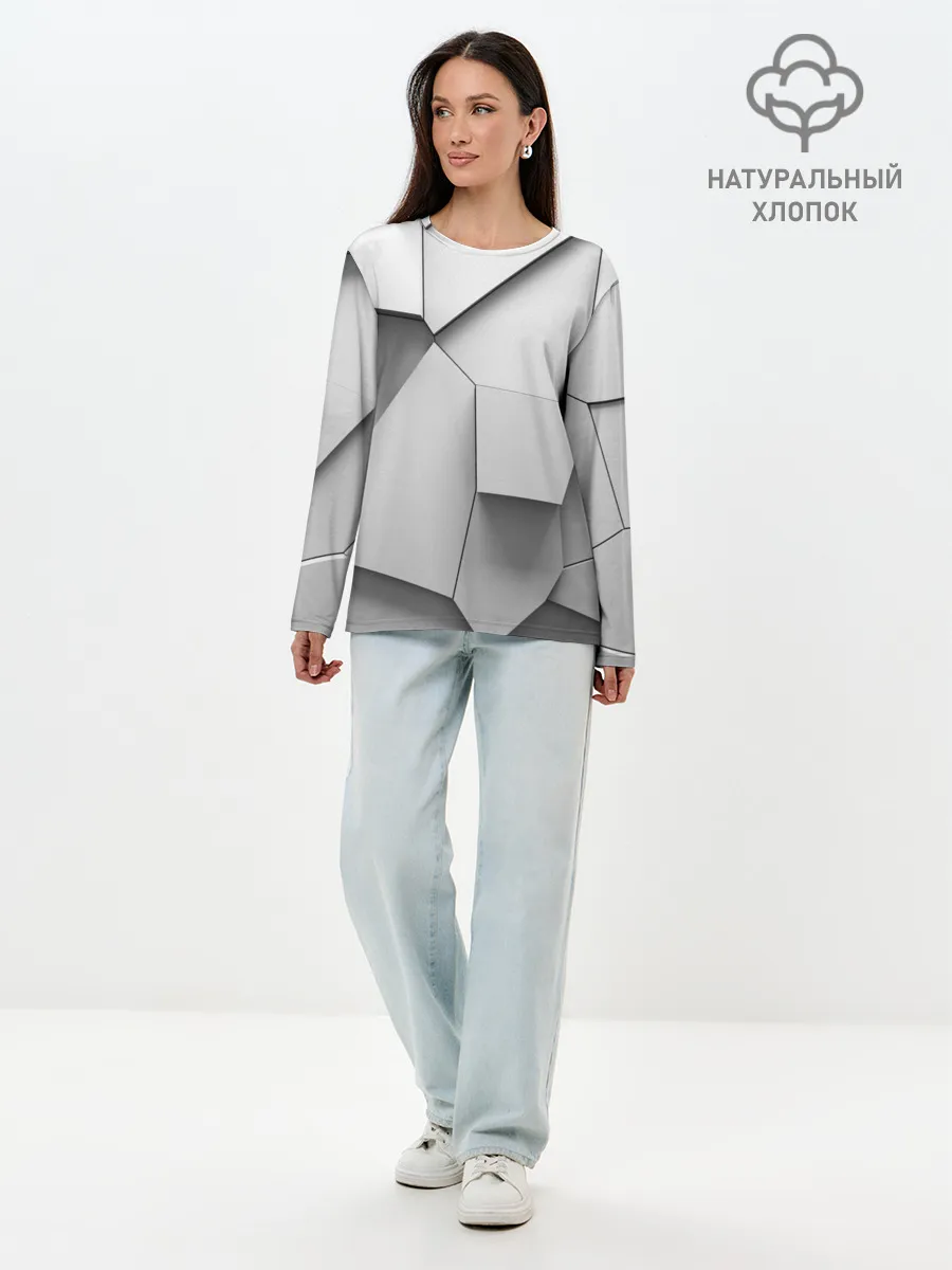 Лонгслив женский. Хлопок / Слом плитки