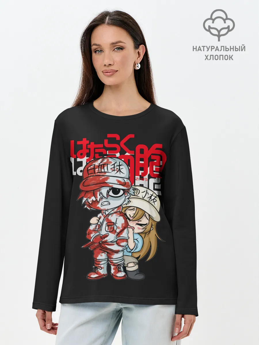 Лонгслив женский. Хлопок / Клетки в крови