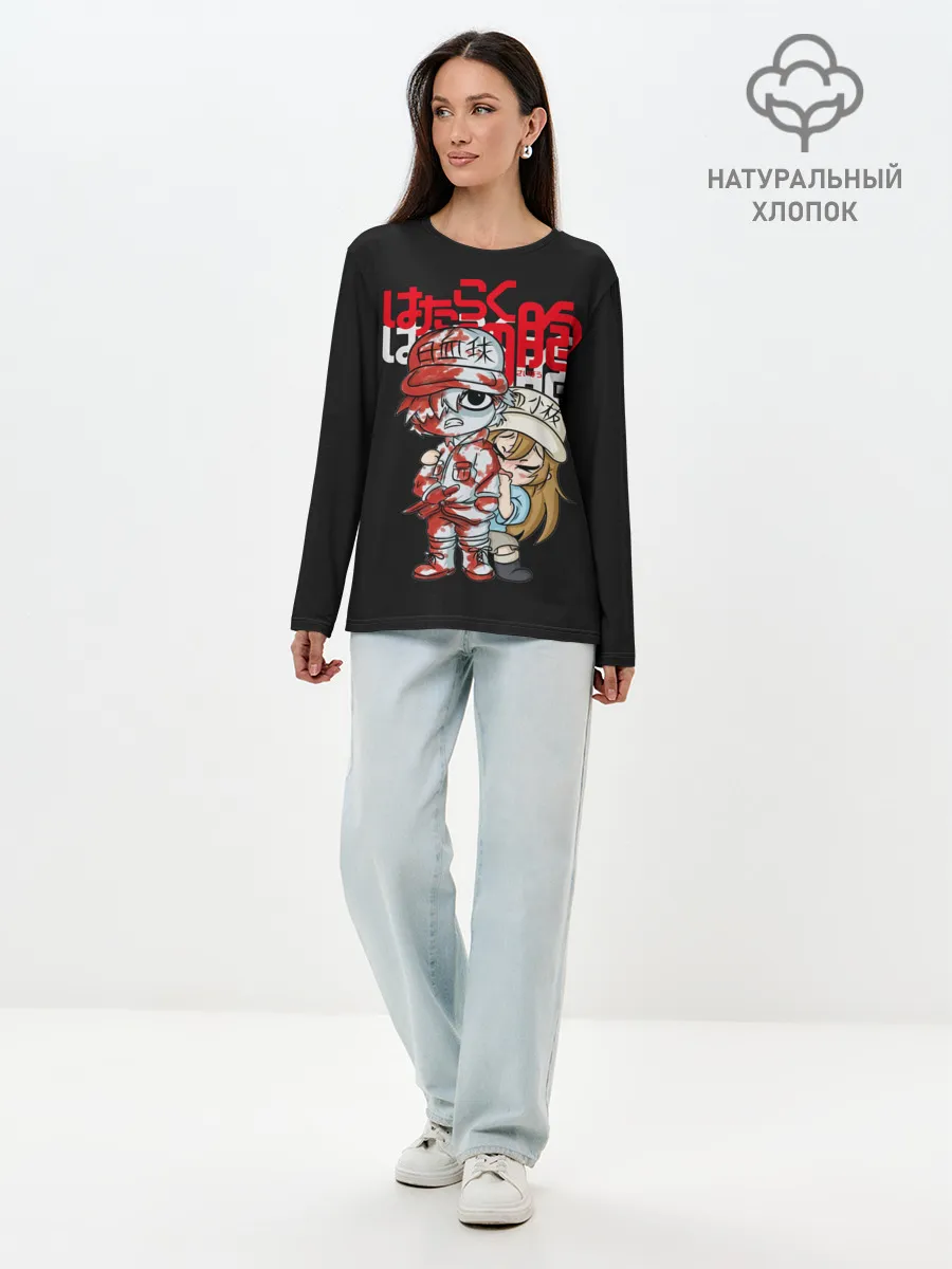 Лонгслив женский. Хлопок / Клетки в крови