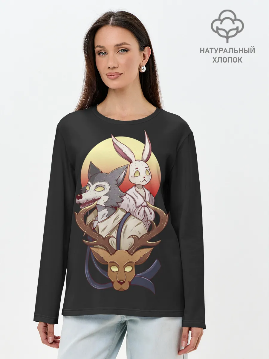 Лонгслив женский. Хлопок / Легони х Хару х Мелон