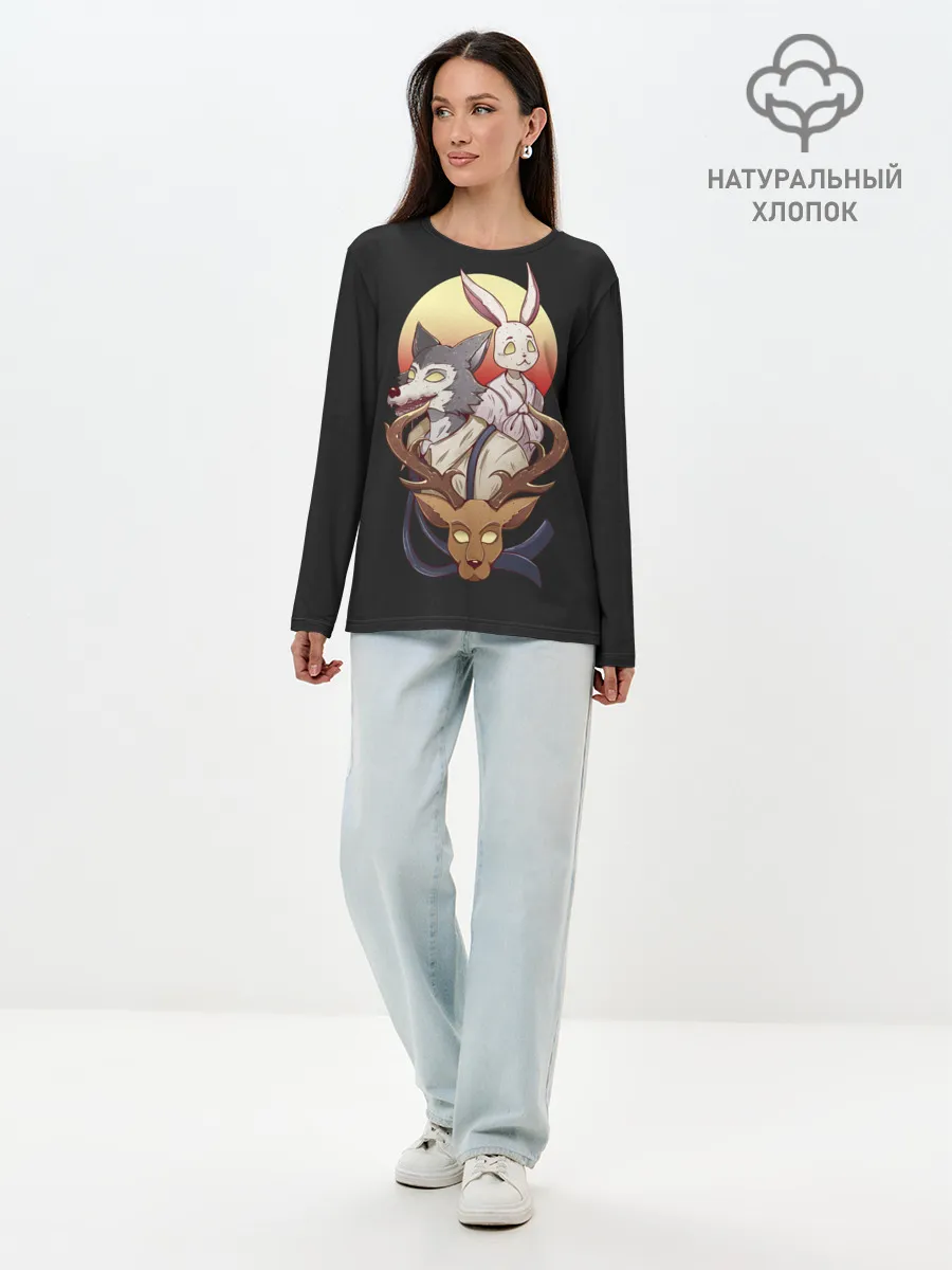 Лонгслив женский. Хлопок / Легони х Хару х Мелон