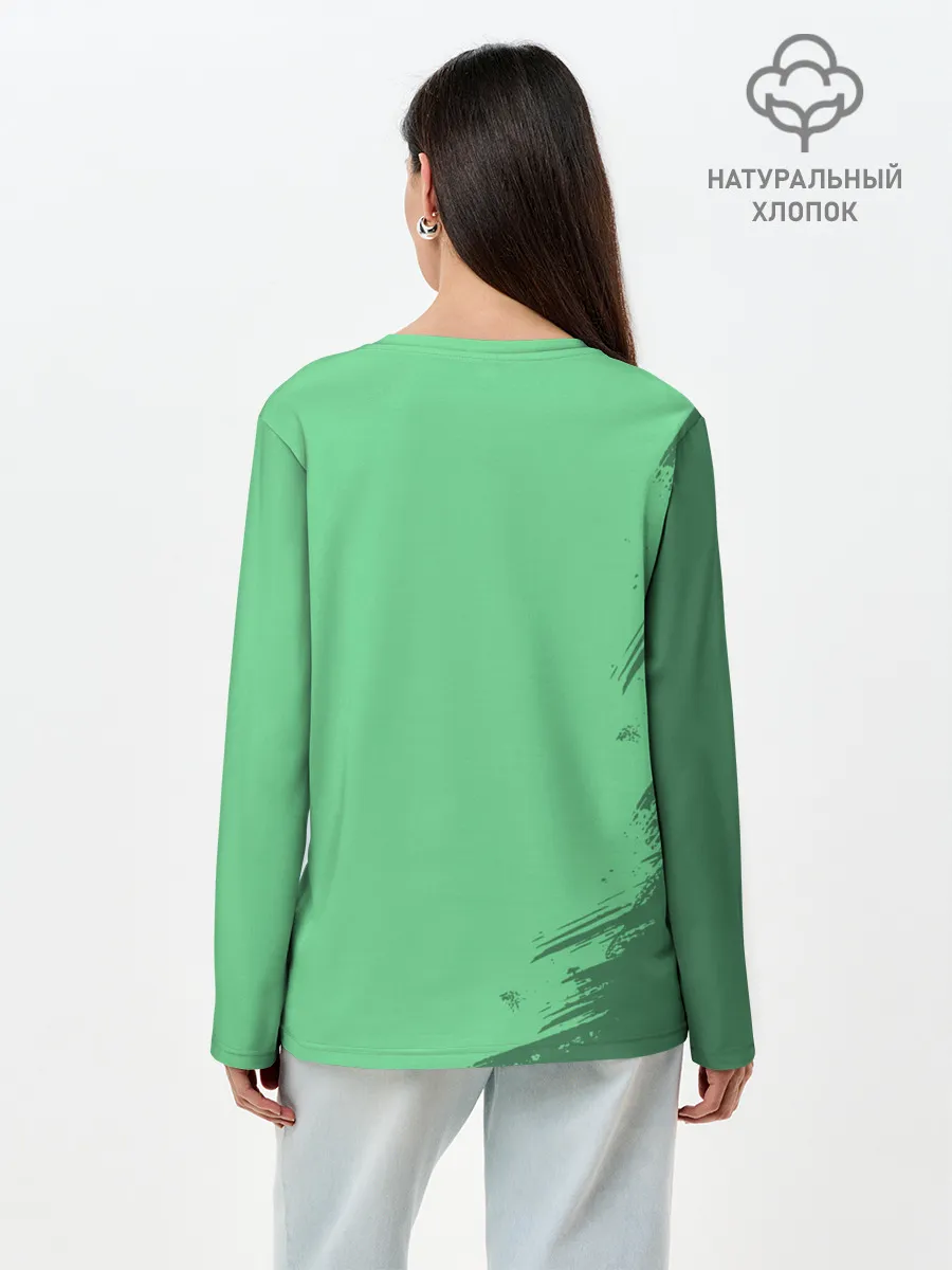 Лонгслив женский. Хлопок / Танджиро Камадо Kimetsu no Yaiba