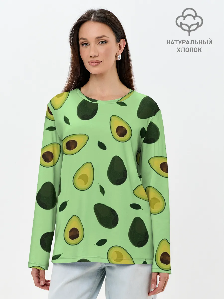 Лонгслив женский. Хлопок / Авокадо