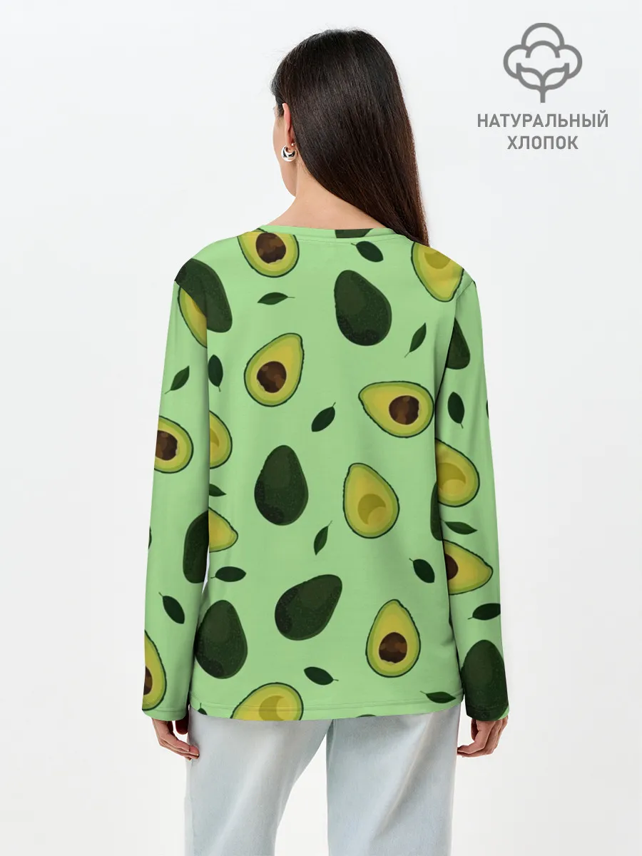 Лонгслив женский. Хлопок / Авокадо