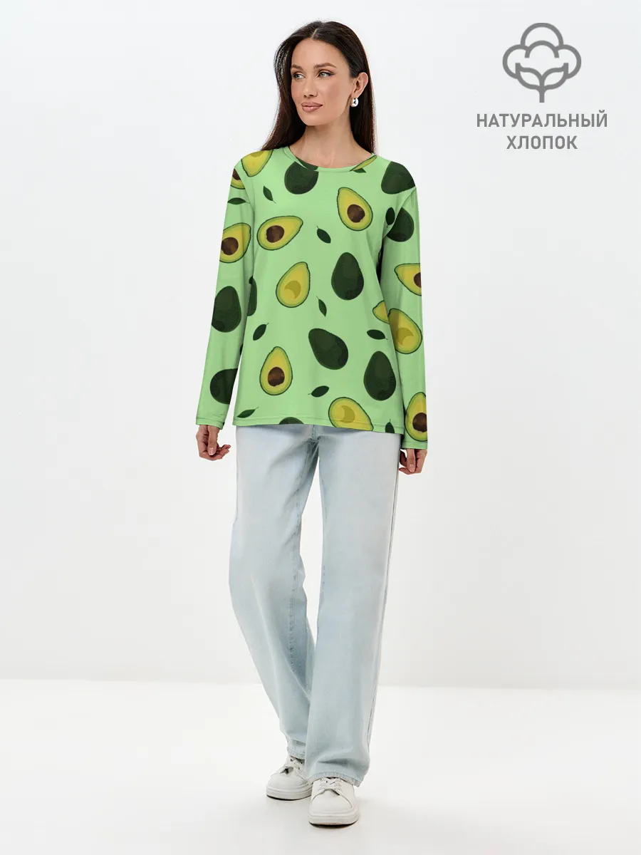 Лонгслив женский. Хлопок / Авокадо