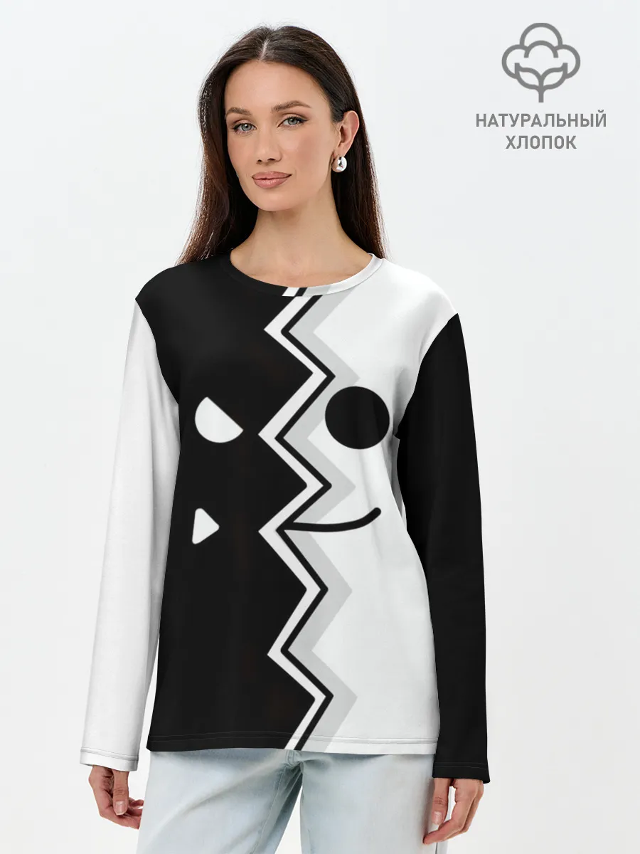 Лонгслив женский. Хлопок / Geometry Dash