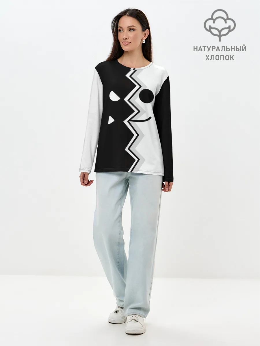 Лонгслив женский. Хлопок / Geometry Dash