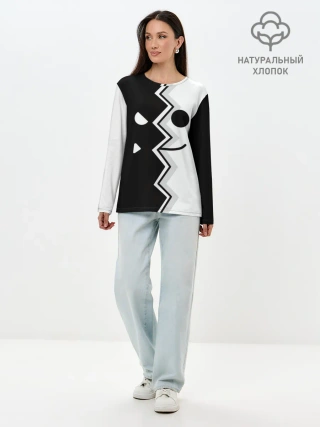 Лонгслив женский. Хлопок / Geometry Dash