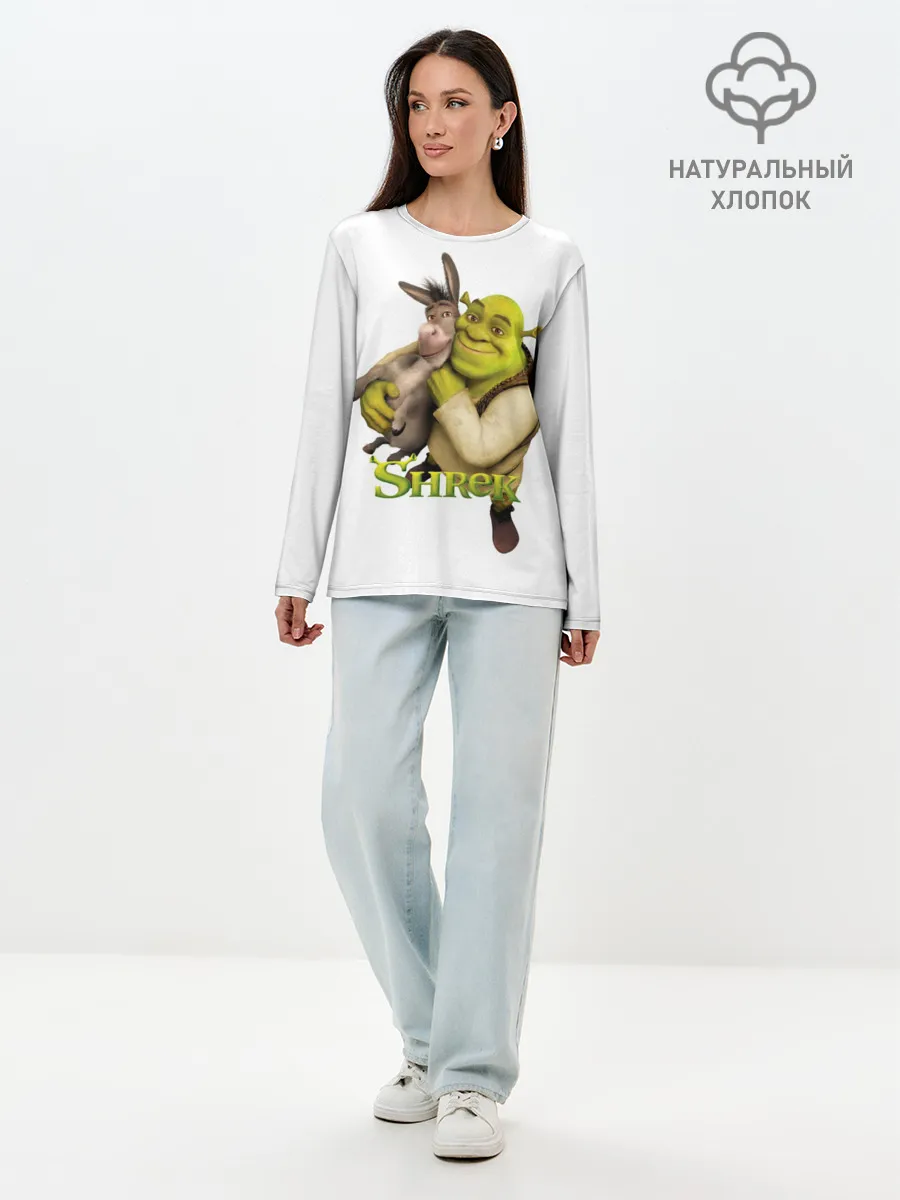 Лонгслив женский. Хлопок / Шрек и Осел Мультфильм