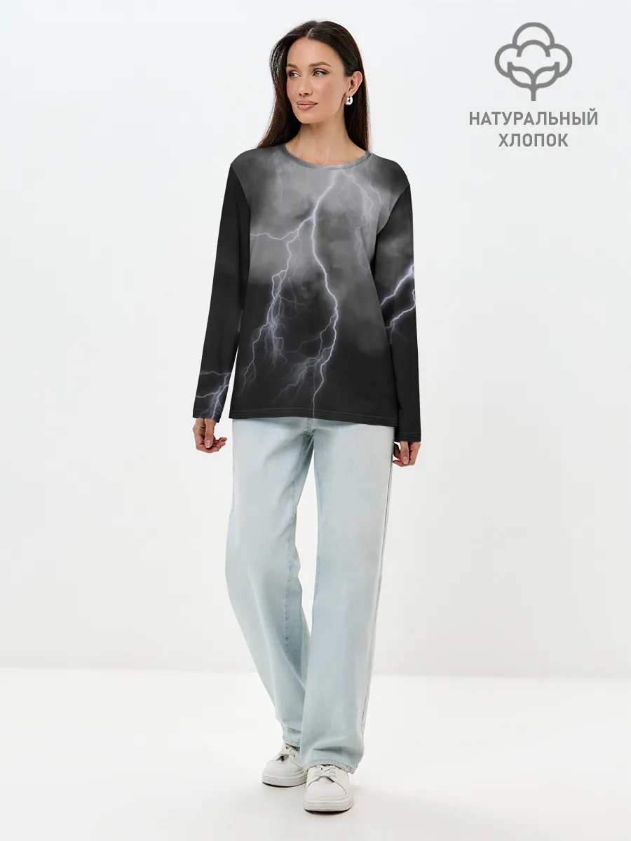 Лонгслив женский. Хлопок / гроза