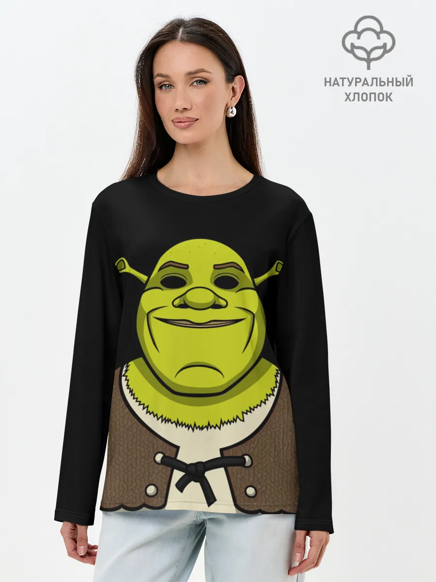 Лонгслив женский. Хлопок / Шрэк