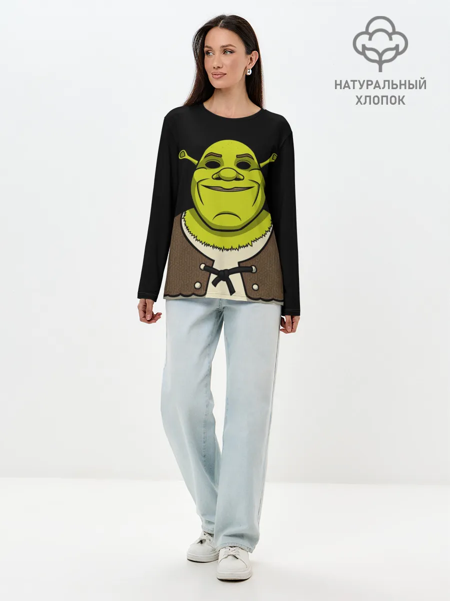 Лонгслив женский. Хлопок / Шрэк