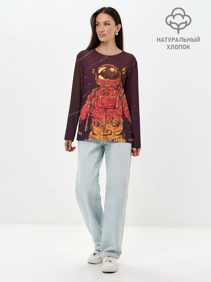Лонгслив женский. Хлопок / Космос