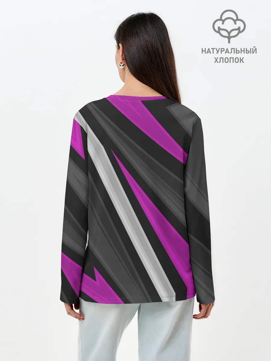 Лонгслив женский. Хлопок / Спортивные линии