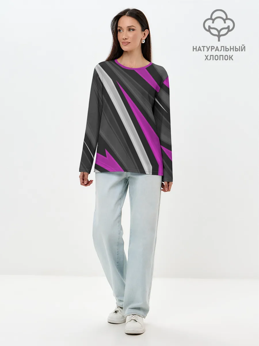 Лонгслив женский. Хлопок / Спортивные линии