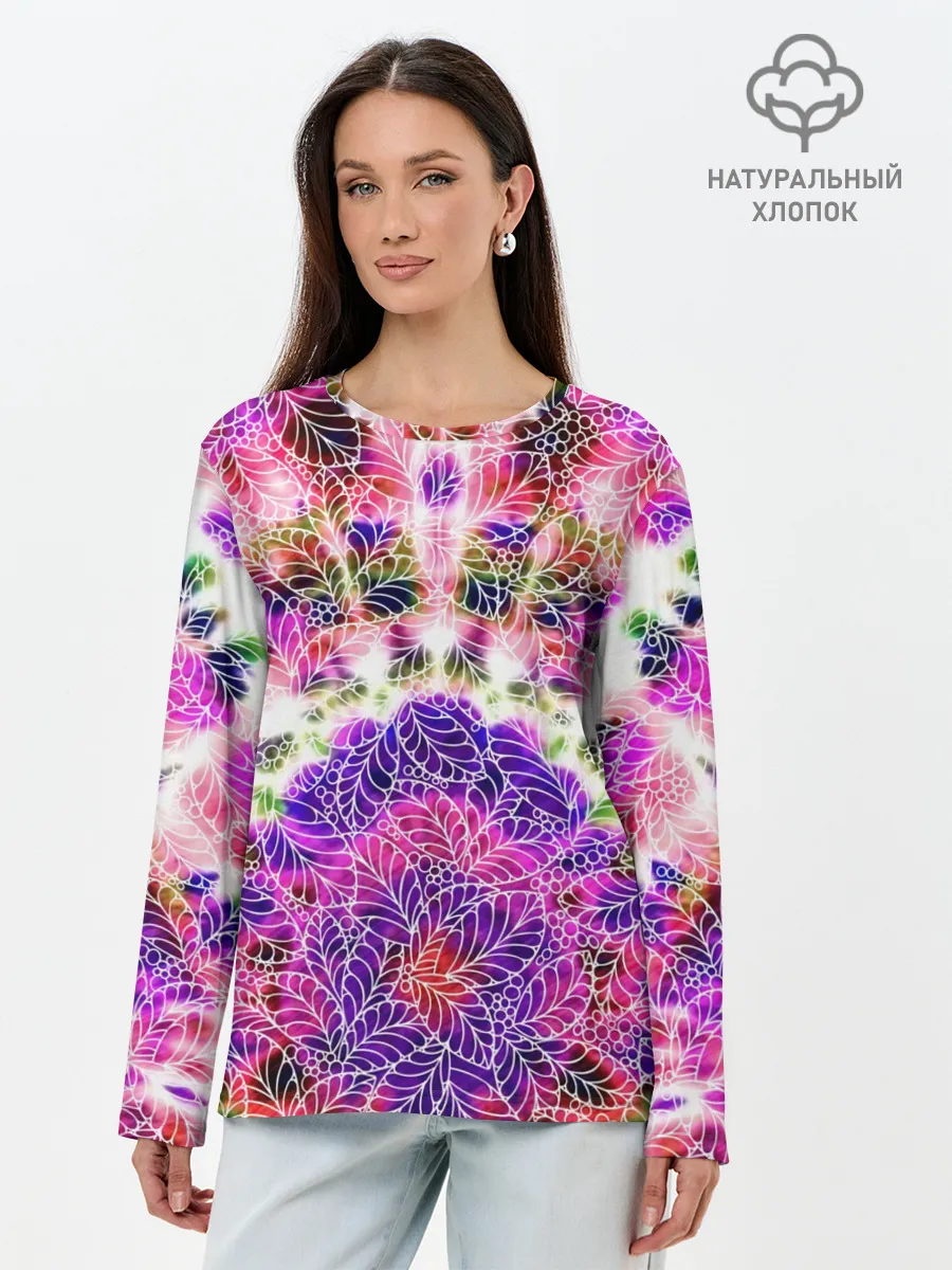 Лонгслив женский. Хлопок / Тай-дай