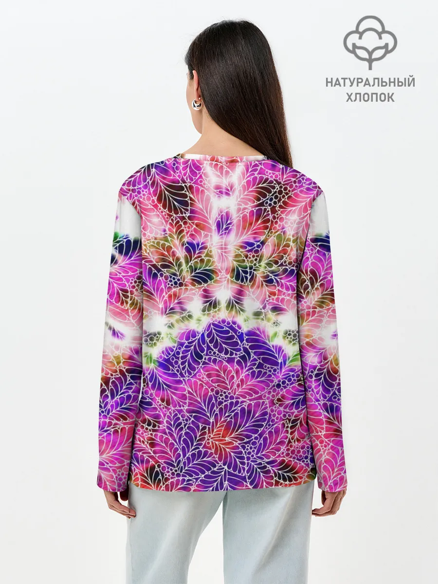 Лонгслив женский. Хлопок / Тай-дай