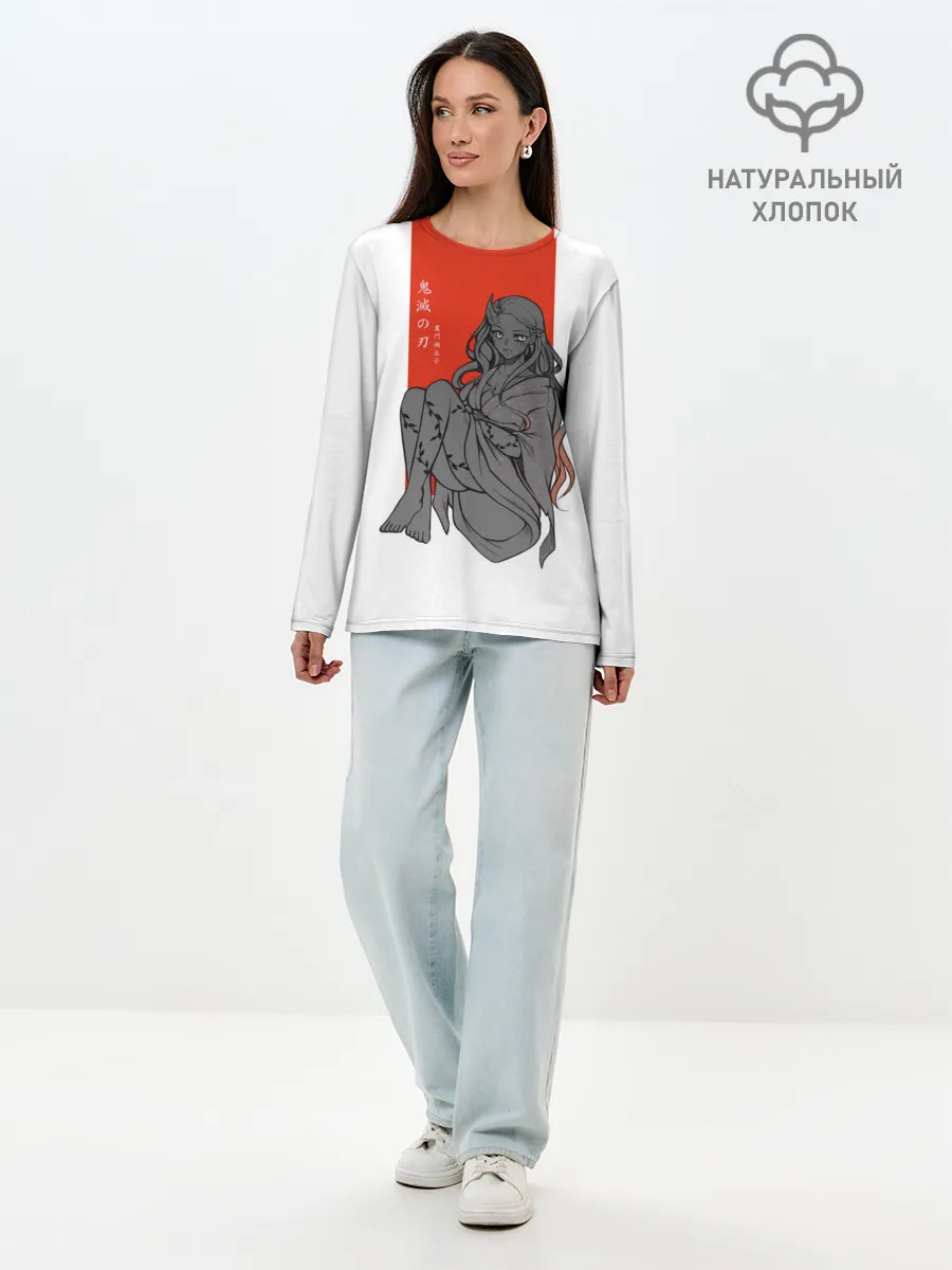 Лонгслив женский. Хлопок / Незуко Камадо Kimetsu no Yaiba