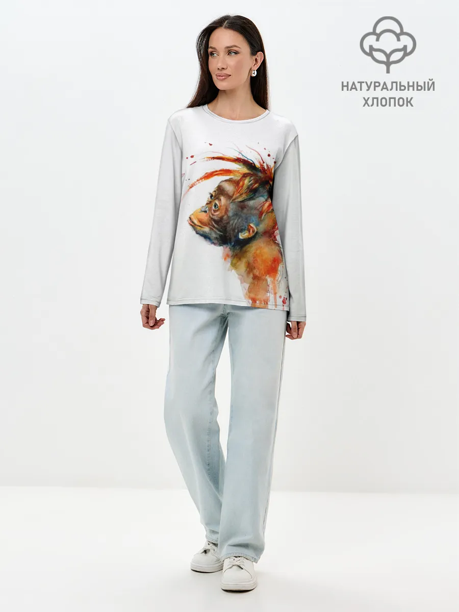 Лонгслив женский. Хлопок / Орангутанг