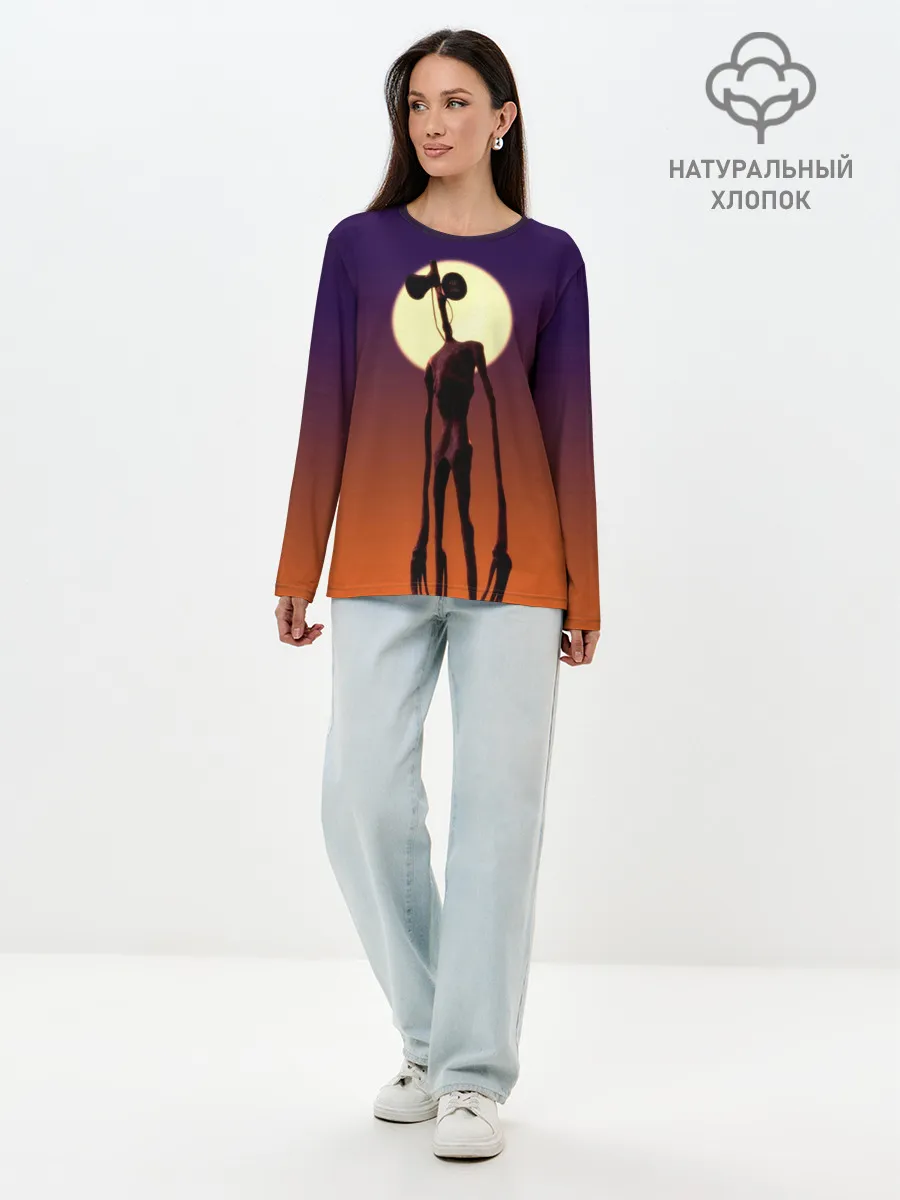 Лонгслив женский. Хлопок / Сиреноголовый | Хоррор