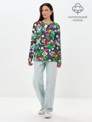 Лонгслив женский. Хлопок / Geometry Dash | Pattern