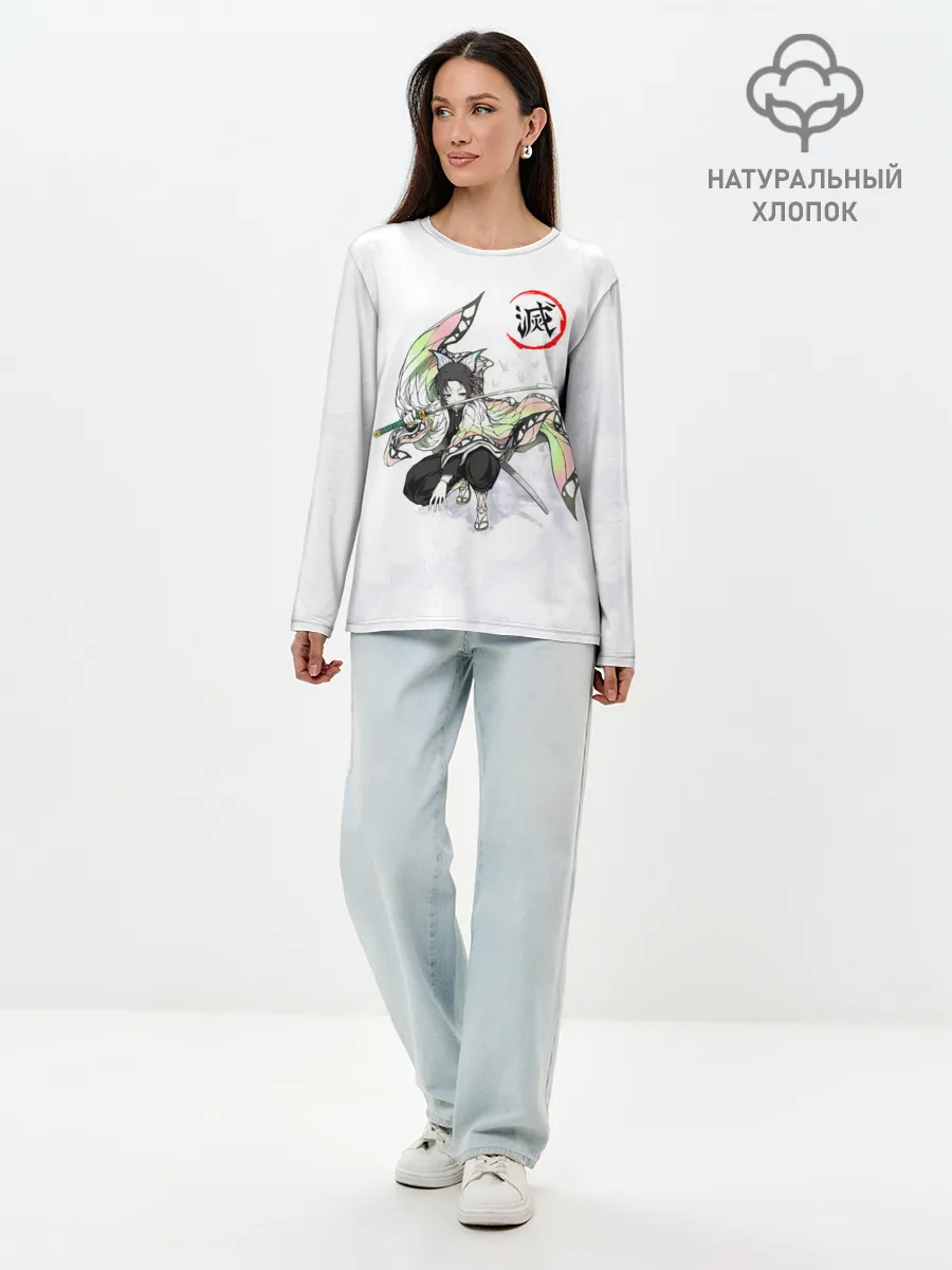 Лонгслив женский. Хлопок / Шинобу Кочо Kimetsu no Yaiba